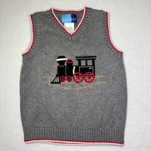 Good Lad Choo Choo Train Boys Sweater Vest w/ Embroidered Train Size 5 Gray